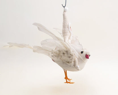 Vintage Dove Rider Ornament | Vintage by Crystal Spun Cotton Ornament - Bon Ton goods