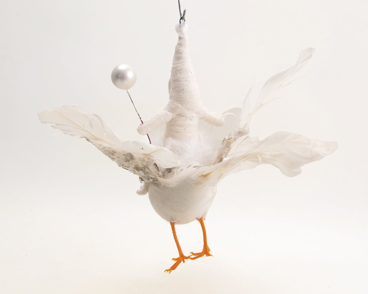 Vintage Dove Rider Ornament | Vintage by Crystal Spun Cotton Ornament - Bon Ton goods