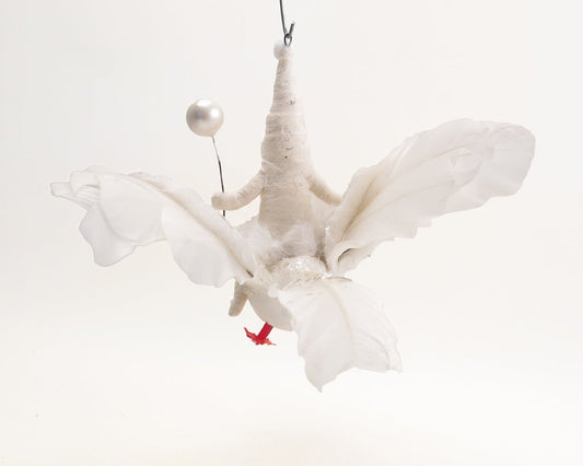 Vintage Dove Rider Ornament | Vintage by Crystal Spun Cotton Ornament - Bon Ton goods