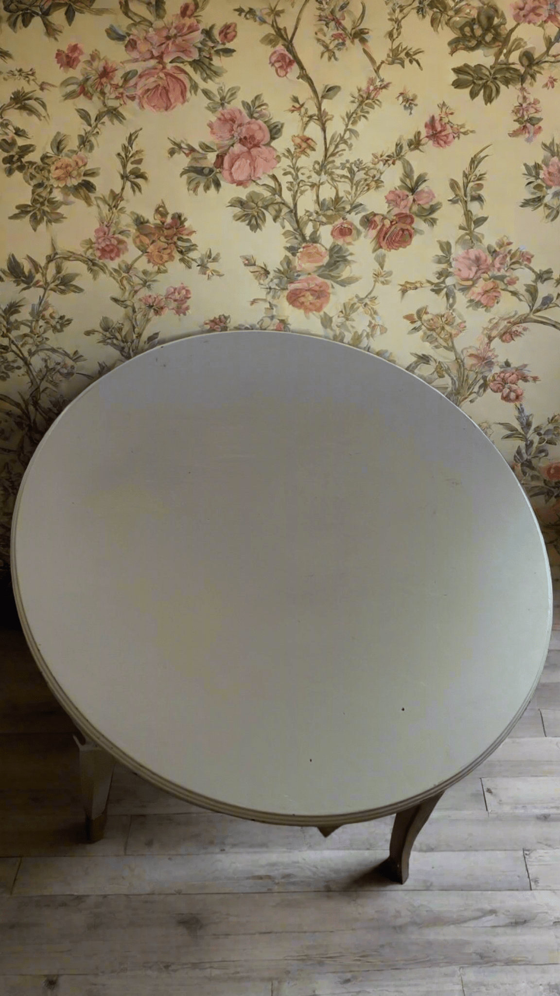 Vintage Dutch Round Table with Shelf – Painted White - Bon Ton goods