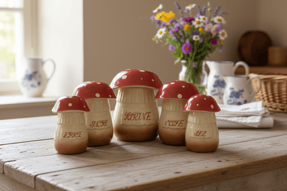 Vintage French Ceramic Mushroom Canister Set – 5 Pieces - Bon Ton goods