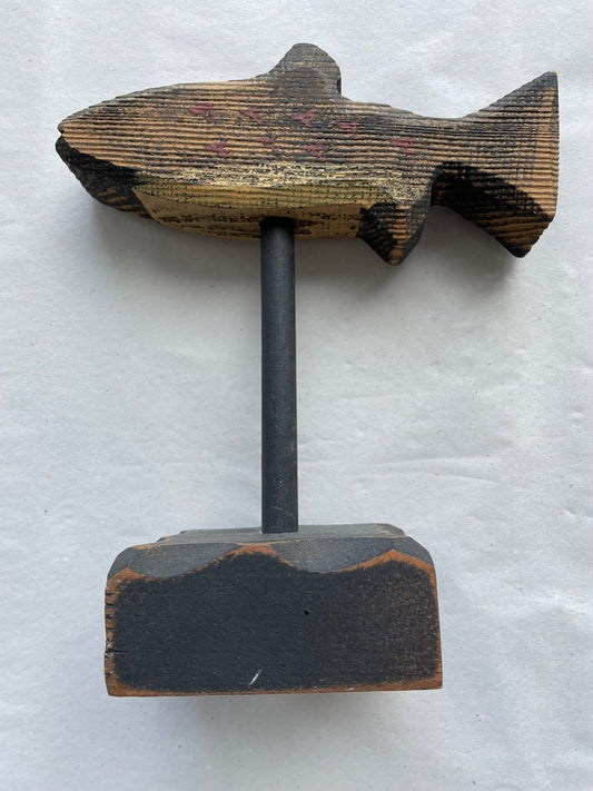 Vintage Hand-Carved Fish on Stand – Nantucket Folk Art - Bon Ton goods