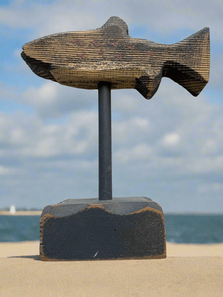 Vintage Hand-Carved Fish on Stand – Nantucket Folk Art - Bon Ton goods