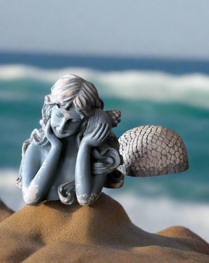 Vintage Nantucket Mermaid Figurine | Painted Plaster, Two-Part