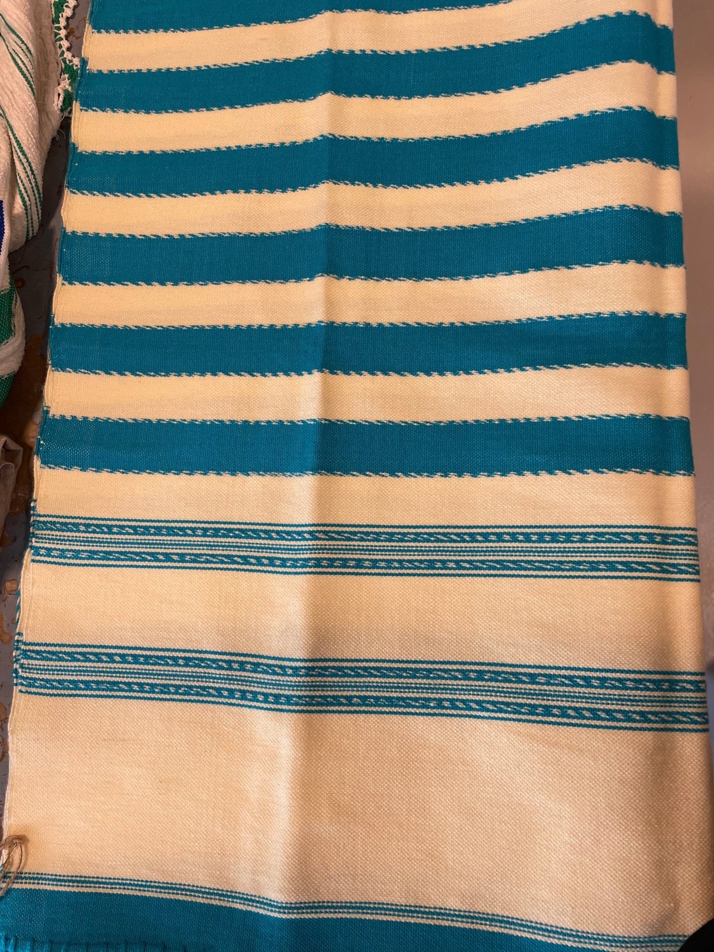 Vintage Moroccan Woven Cotton Throw – Ocean Blue (100 × 160 cm) - Bon Ton goods