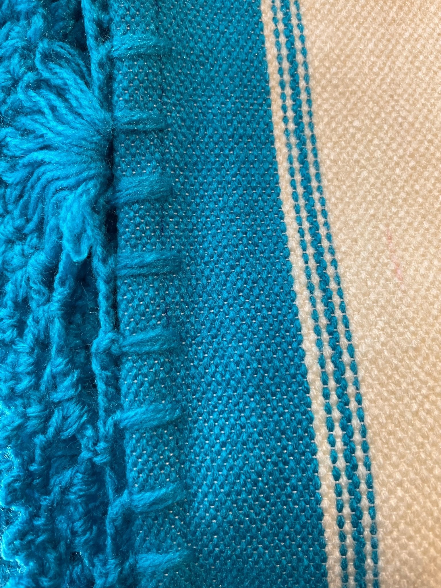 Vintage Moroccan Woven Cotton Throw – Ocean Blue (100 × 160 cm) - Bon Ton goods