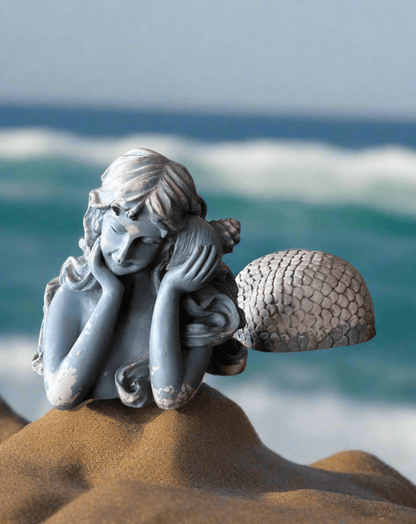 Vintage Nantucket Mermaid Figurine | Painted Plaster, Two-Part - Bon Ton goods