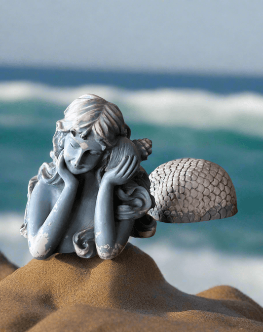Vintage Nantucket Mermaid Figurine | Painted Plaster, Two-Part - Bon Ton goods
