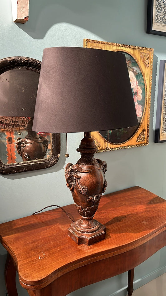Vintage Ram’s Head Table Lamp with Black Shade - Bon Ton goods