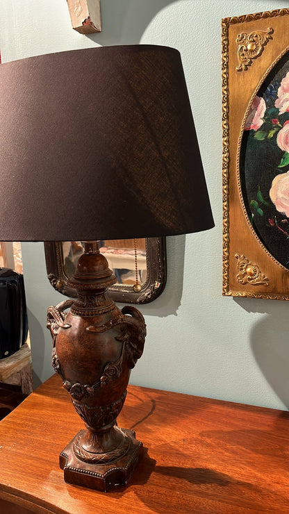 Vintage Ram’s Head Table Lamp with Black Shade - Bon Ton goods