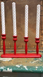 Vintage Scandinavian Red Wooden Advent Candle Holder - Bon Ton goods