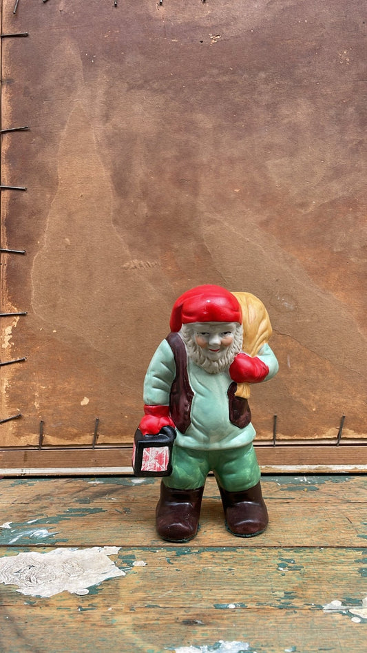 Vintage Scandinavian Santa Figurine with Lantern | Swedish Tomte Christmas Decor - Bon Ton goods