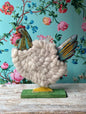 Vintage Swedish Painted Chicken with Wool "Feathers" - Bon Ton goods