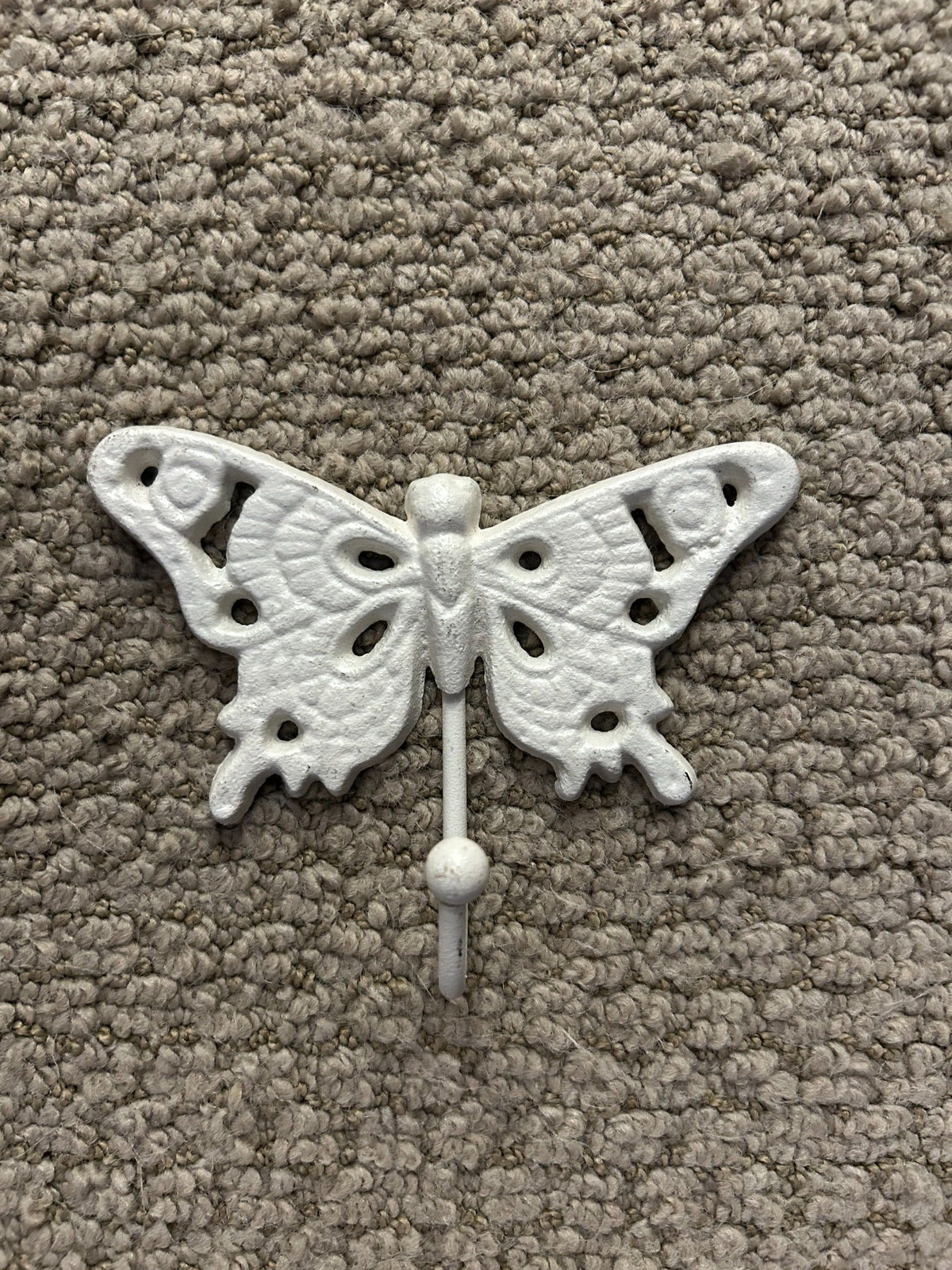 Vintage White Cast Iron Butterfly Wall Hook - Bon Ton goods