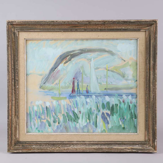 Waldemar Sjölander – Framed Watercolor, Nordic Summer Landscape (37 × 44 cm) - Bon Ton goods