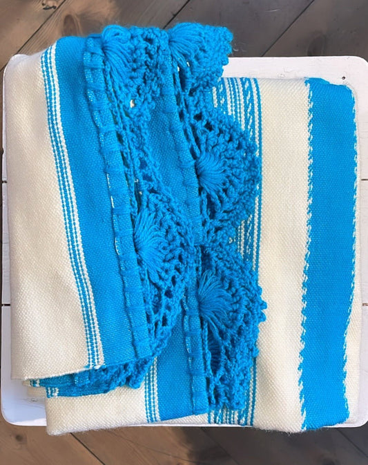 West African Woven Textile | Blue and Natural Stripe - Bon Ton goods
