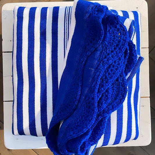 West African Woven Textile | Blue and White Stripe - Bon Ton goods