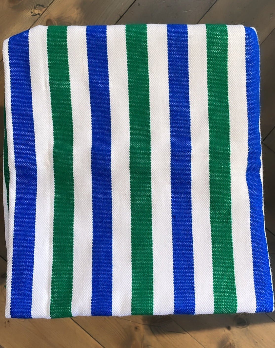West African Woven Textile | Blue, Green and White Stripe - Bon Ton goods