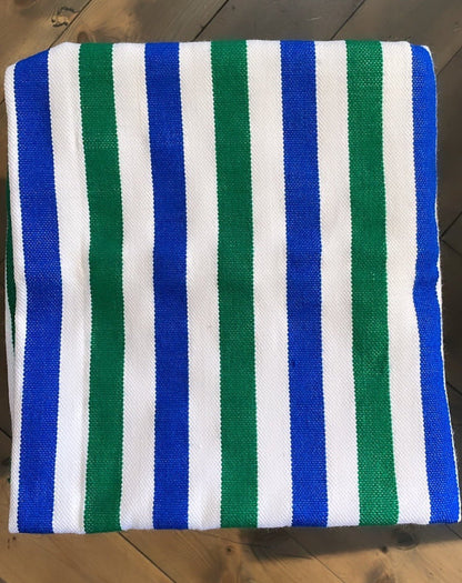 West African Woven Textile | Blue, Green and White Stripe - Bon Ton goods