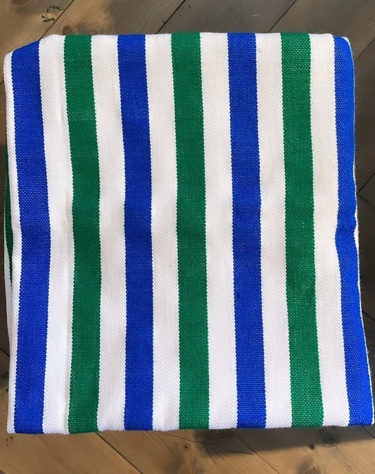 West African Woven Textile | Blue, Green and White Stripe - Bon Ton goods