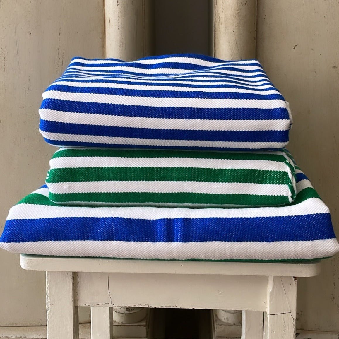 West African Woven Textile | Green and White Stripe - Bon Ton goods