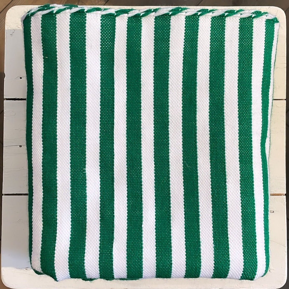 West African Woven Textile | Green and White Stripe - Bon Ton goods