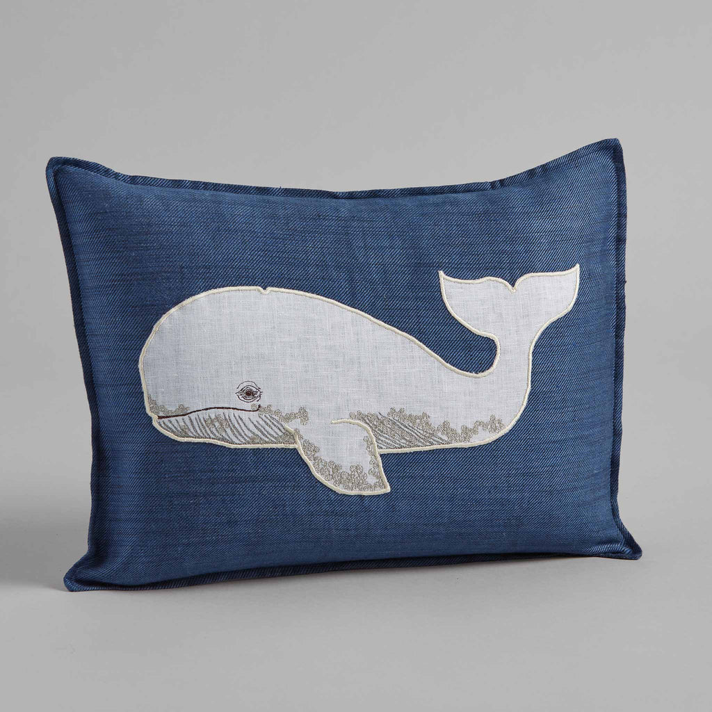 Whale Applique Pillow | Coral & Tusk - Bon Ton goods