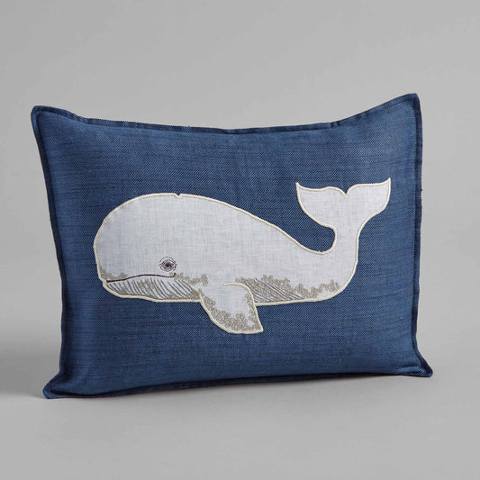 Whale Applique Pillow | Coral & Tusk - Bon Ton goods