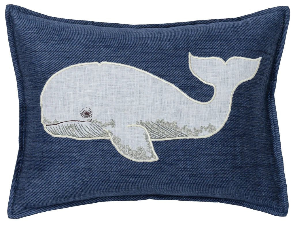 Whale Applique Pillow | Coral & Tusk - Bon Ton goods