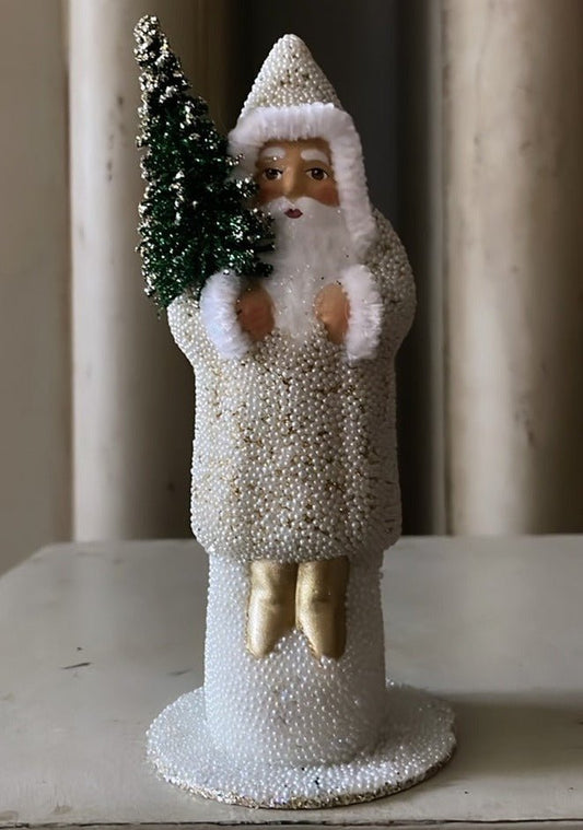 White and Gold Beaded Santa | Ino Schaller - Bon Ton goods