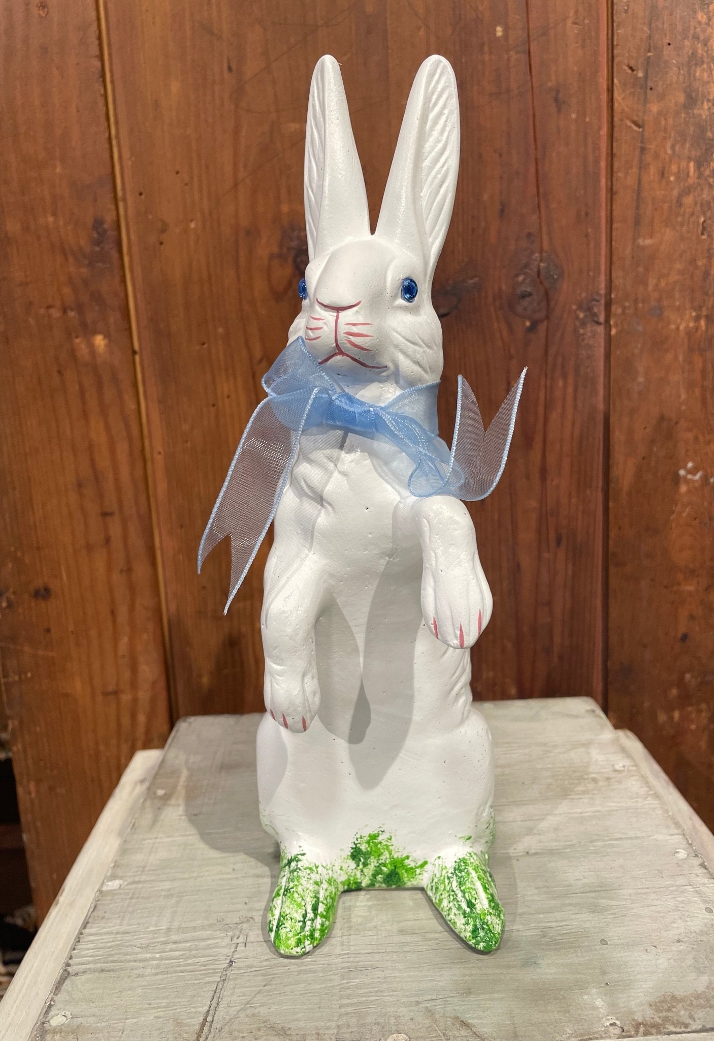 White Bunny Upright with Hand Painted Flower Decorations, Medium | Ino Schaller - Bon Ton goods