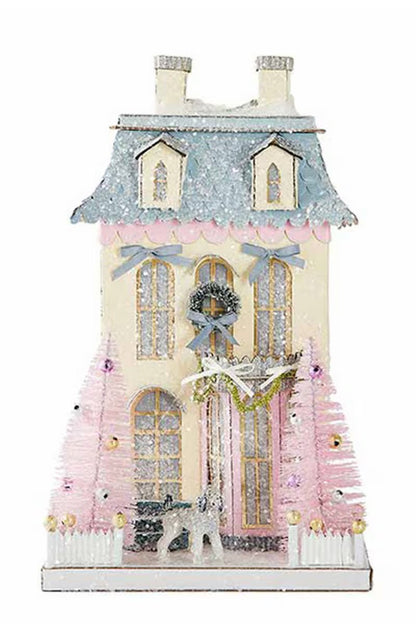 White Chateau Christmas House – Glittery Storybook Holiday Décor - Bon Ton goods