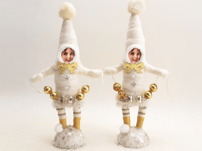 White Decorating Elf Figure | Vintage by Crystal Spun Cotton Ornament - Bon Ton goods