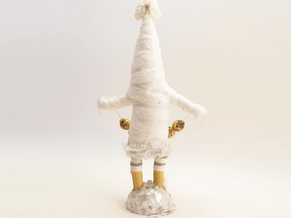 White Decorating Elf Figure | Vintage by Crystal Spun Cotton Ornament - Bon Ton goods