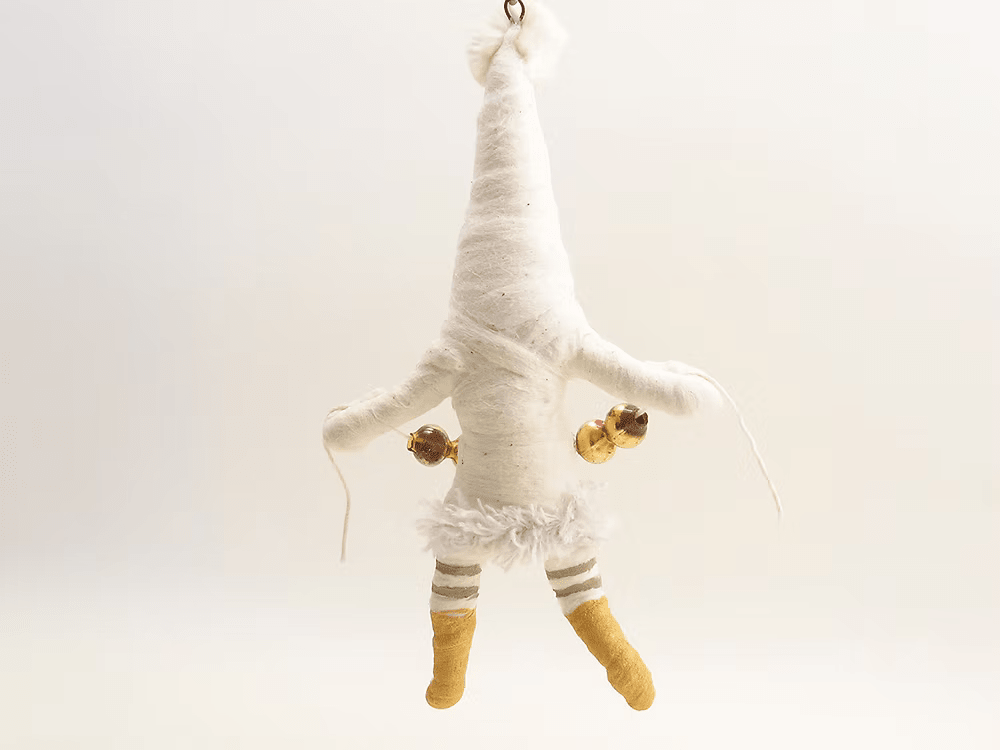 White Decorating Elf Ornament | Vintage by Crystal Spun Cotton Ornament - Bon Ton goods
