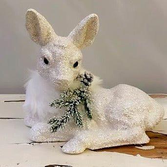 White Glitter Deer Lying with Decoration | Ino Schaller - Bon Ton goods