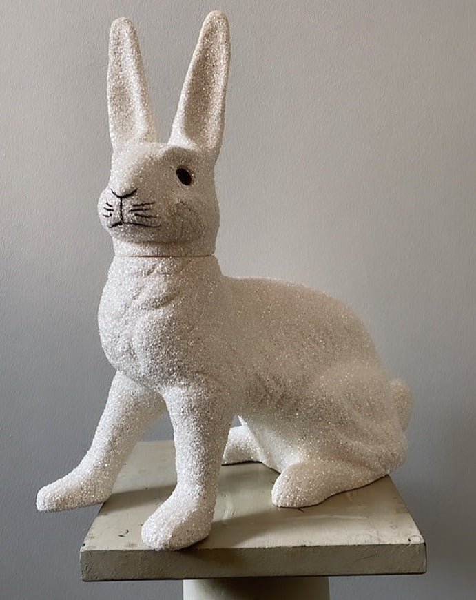 White Glitter Giant Bunny Sitting - Ino Schaller - Bon Ton goods