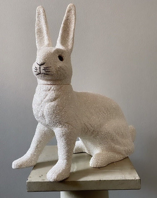 White Glitter Giant Bunny Sitting | Ino Schaller - Bon Ton goods