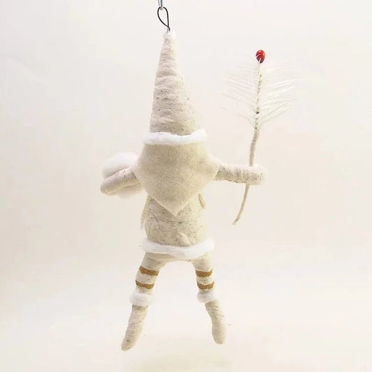 White Santa Goose Feather Sprig Ornament - Vintage Inspired Spun Cotton - Bon Ton goods