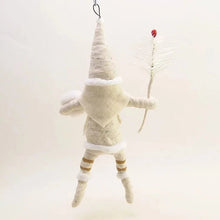 Load image into Gallery viewer, White Santa Goose Feather Sprig Ornament - Vintage Inspired Spun Cotton - Bon Ton goods

