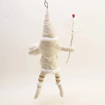 White Santa Goose Feather Sprig Ornament - Vintage Inspired Spun Cotton | Vintage by Crystal Spun Cotton Ornament - Bon Ton goods