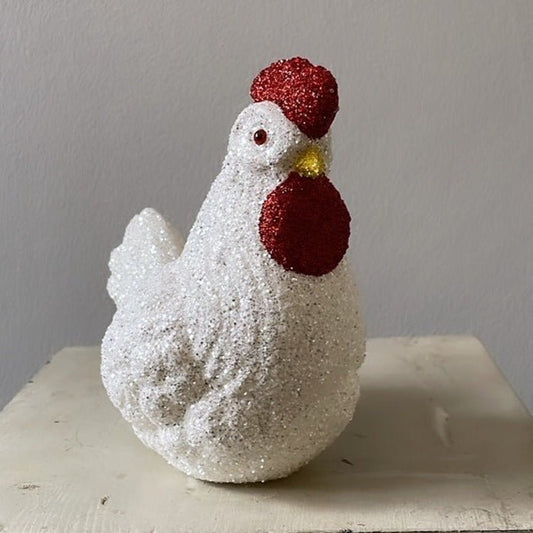 White Small Glitter Chicken | Ino Schaller - Bon Ton goods