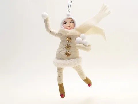 White Snowball Thrower - Vintage Inspired Spun Cotton | Vintage by Crystal Spun Cotton Ornament - Bon Ton goods