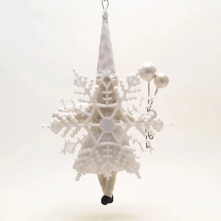 White Snowflake Princess Ornament - Vintage Inspired Spun Cotton | Vintage by Crystal Spun Cotton Ornament - Bon Ton goods