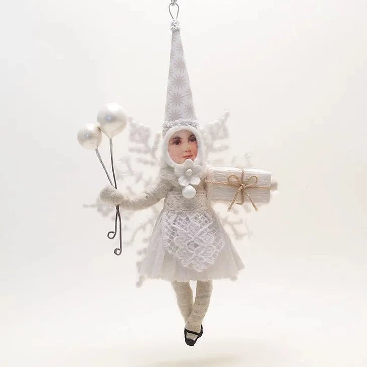 White Snowflake Princess Ornament - Vintage Inspired Spun Cotton | Vintage by Crystal Spun Cotton Ornament - Bon Ton goods
