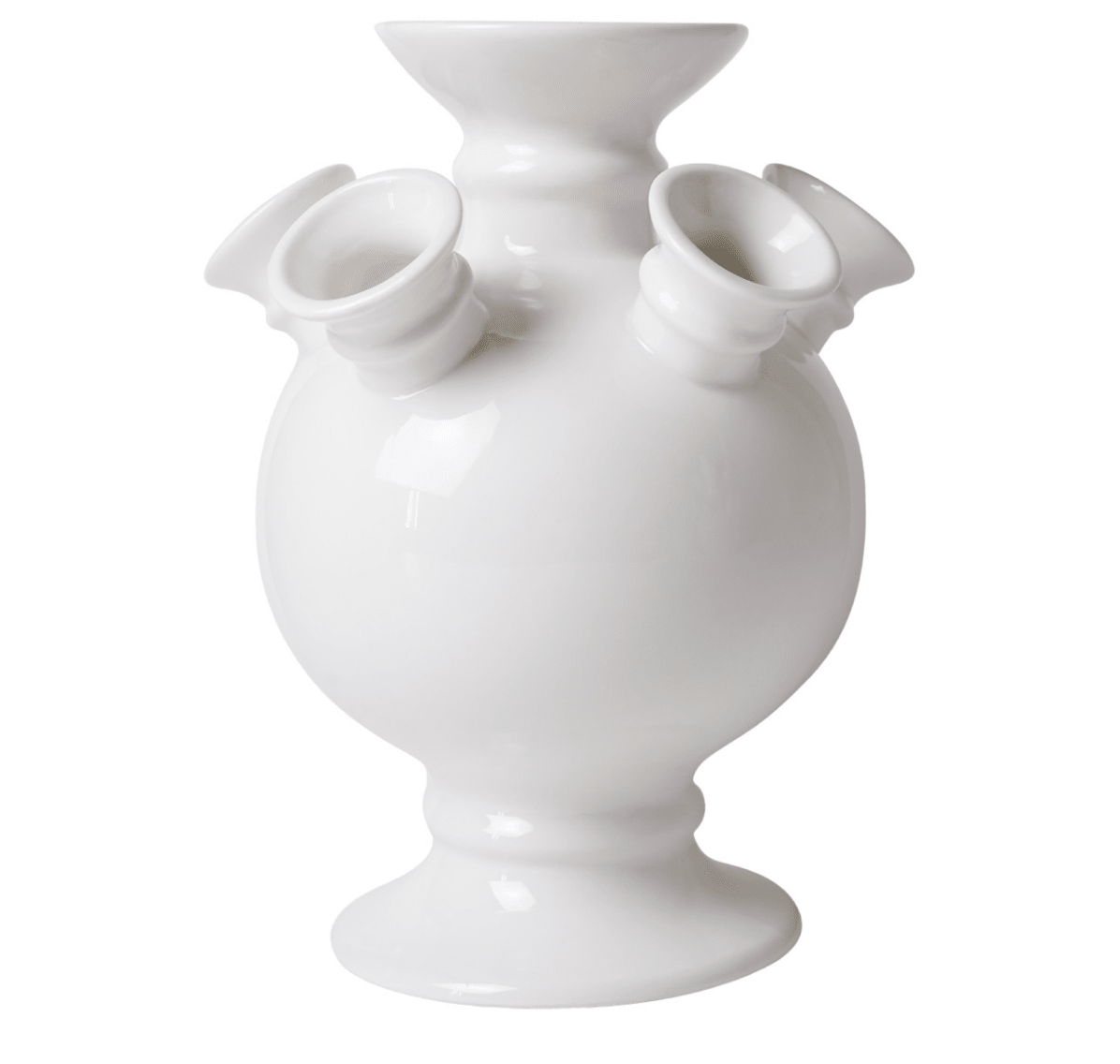 White Tulip Vase On Foot | Heinen Delfts Blauw - Bon Ton goods