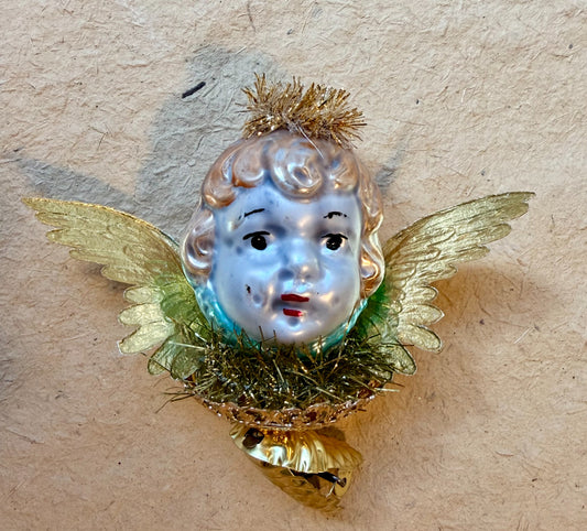 Winged Angel Head Ornament by Nostalgie Christbaumschmuck