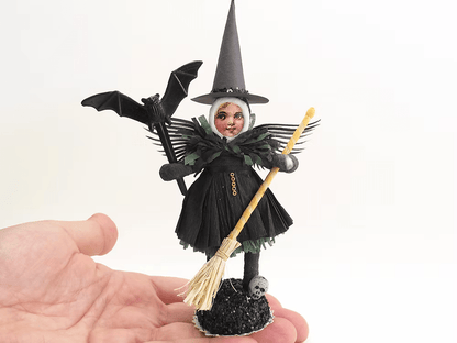 Winged Witch Figure | Vintage by Crystal Spun Cotton Ornament - Bon Ton goods