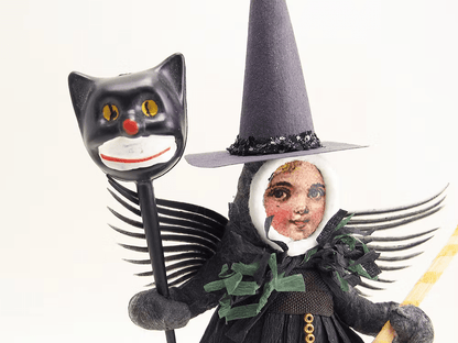 Winged Witch Figure | Vintage by Crystal Spun Cotton Ornament - Bon Ton goods