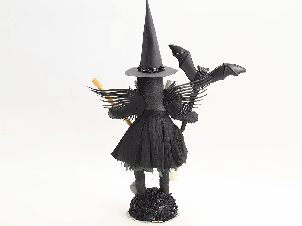 Winged Witch Figure | Vintage by Crystal Spun Cotton Ornament - Bon Ton goods